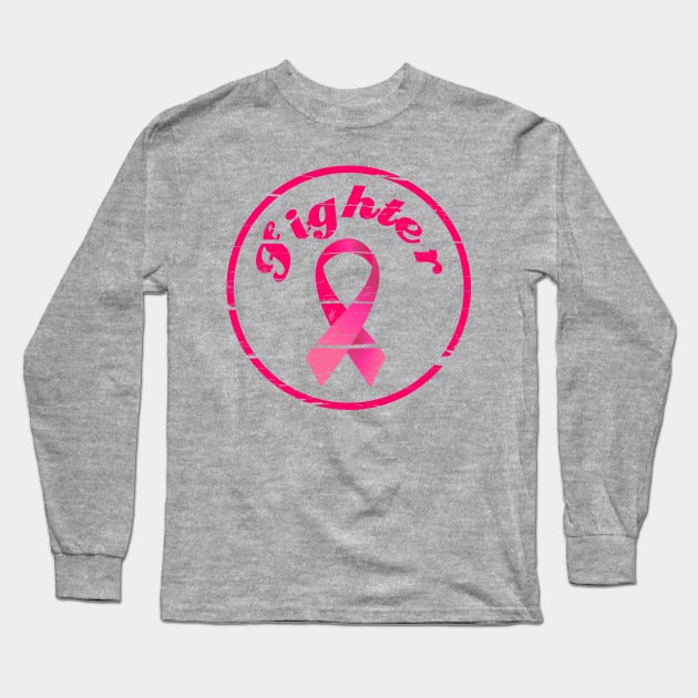 Breast Cancer Fighter Long Sleeve T-Shirt by Renegade Rags